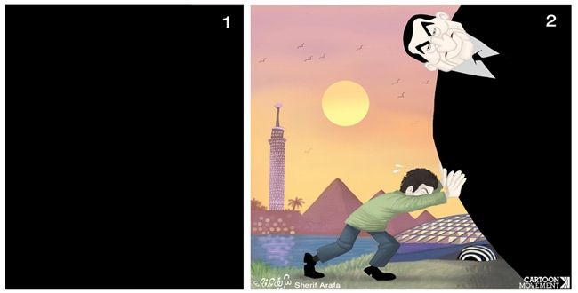 埃及画家解封穆巴拉克主题漫画